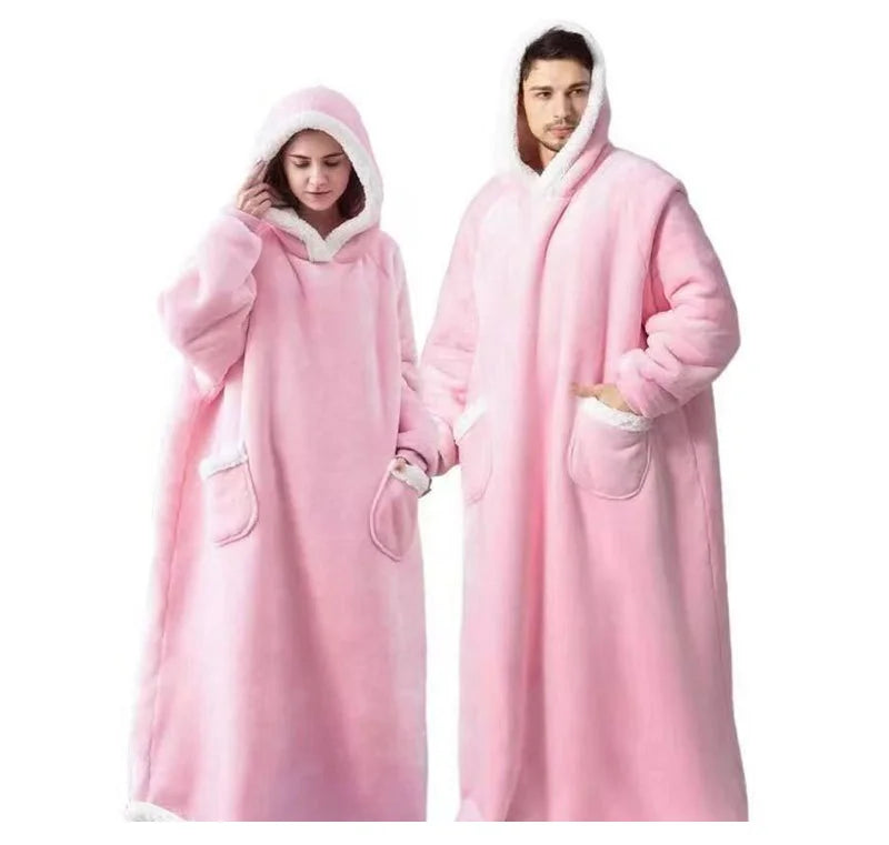 Oversized Hoodie Blanket Sweatshirt – Super Soft Sherpa Fleece Wearable Blanket with Giant Pocket for Men & Women, Warm Flannel Comfy Pullover