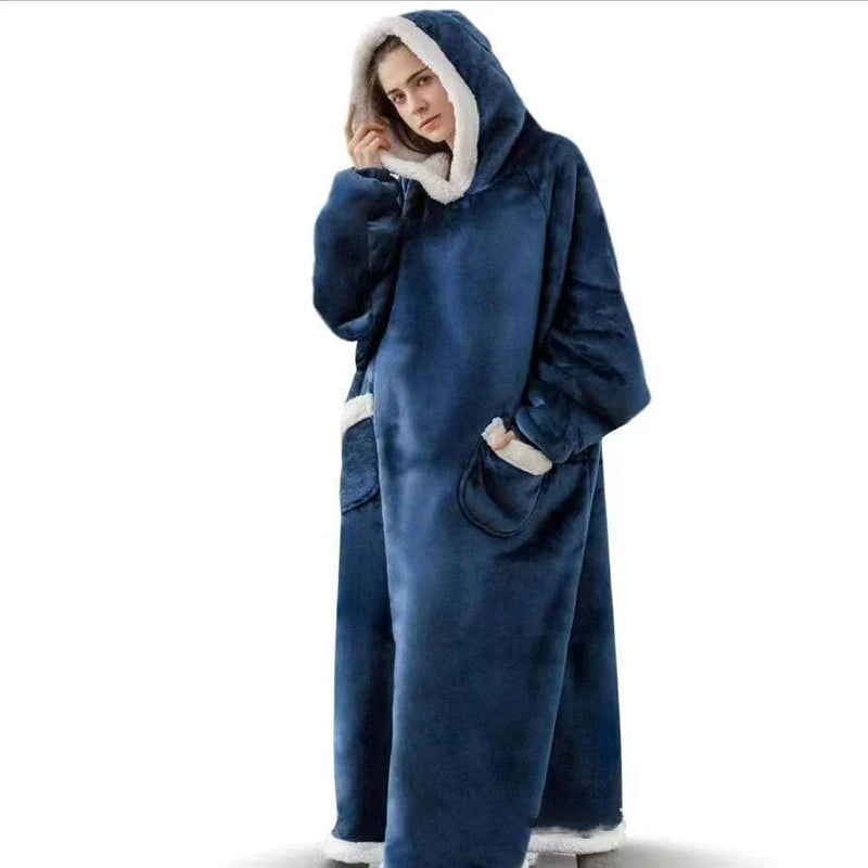 Oversized Hoodie Blanket Sweatshirt – Super Soft Sherpa Fleece Wearable Blanket with Giant Pocket for Men & Women, Warm Flannel Comfy Pullover