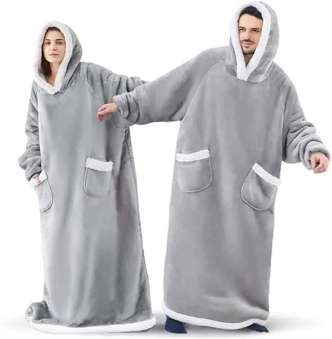 Oversized Hoodie Blanket Sweatshirt – Super Soft Sherpa Fleece Wearable Blanket with Giant Pocket for Men & Women, Warm Flannel Comfy Pullover